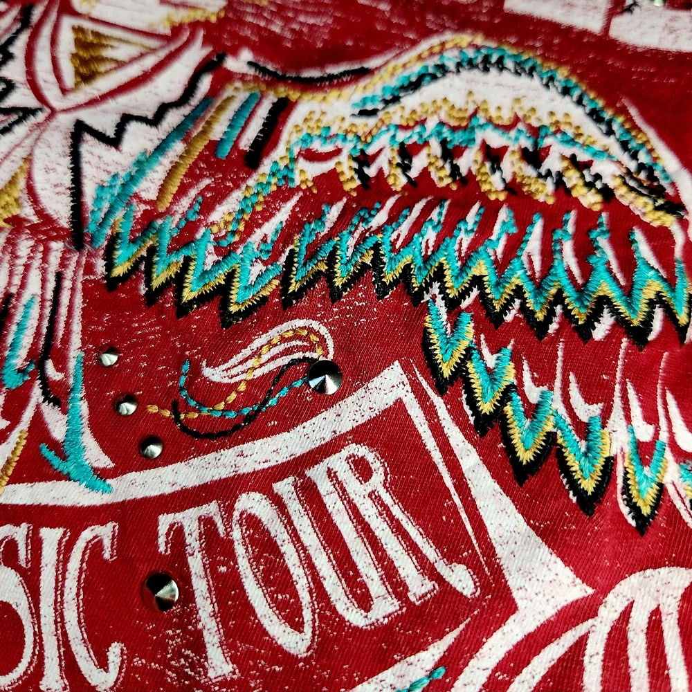 Panhandle Slim Womens Large Red Long Sleeve Tee Studded Western Wild West Top - Picture 3 of 14